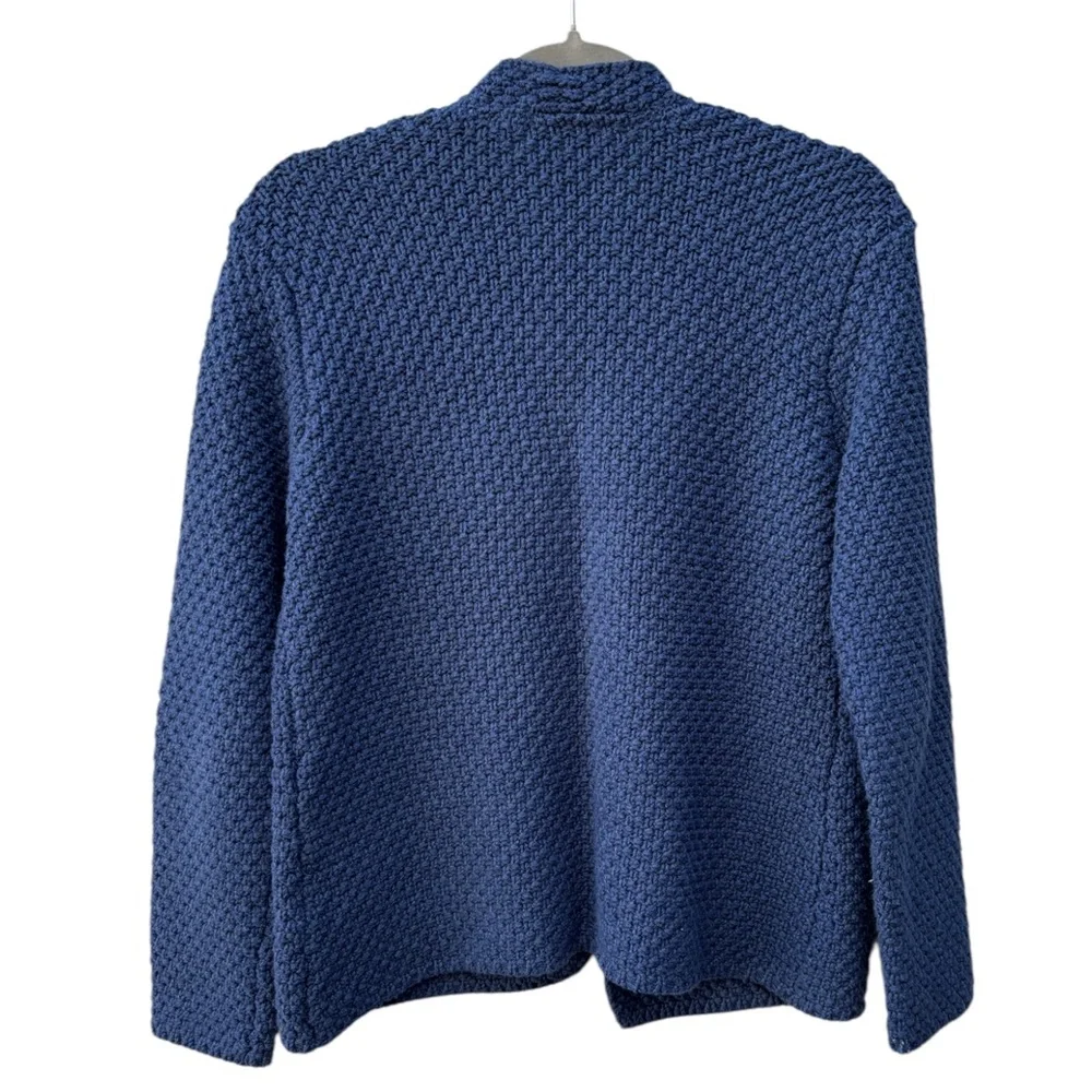 Orvis Women’s S 100% Cotton Blue Knit Textured Open Cardigan Sweater w/Pockets
